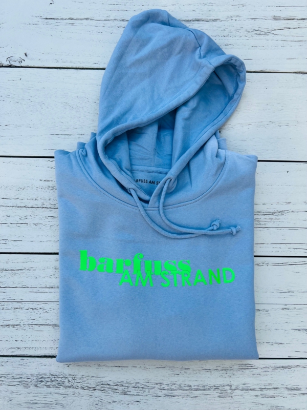 Hoodie LUCA „barfuss am Strand“ in serene blue (unisex) – Bild 5