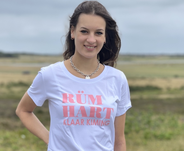 T-Shirt ALVA „Rüm Hart Klaar Kiming“ in weiss