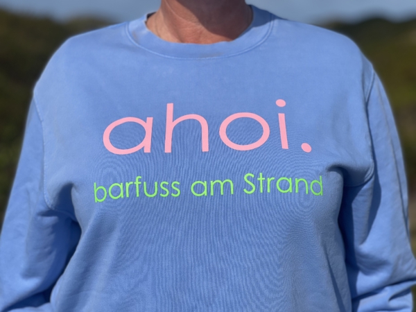 Sweater JONA „ahoi.“ in dyed swimmer blue (unisex) – Bild 5
