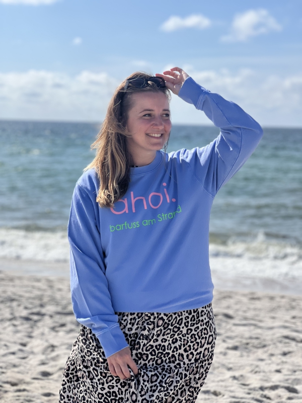 Sweater JONA „ahoi.“ in dyed swimmer blue (unisex) – Bild 3