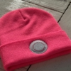 Beanie NOA "barfuss am Strand" neon pink (Patch grau)